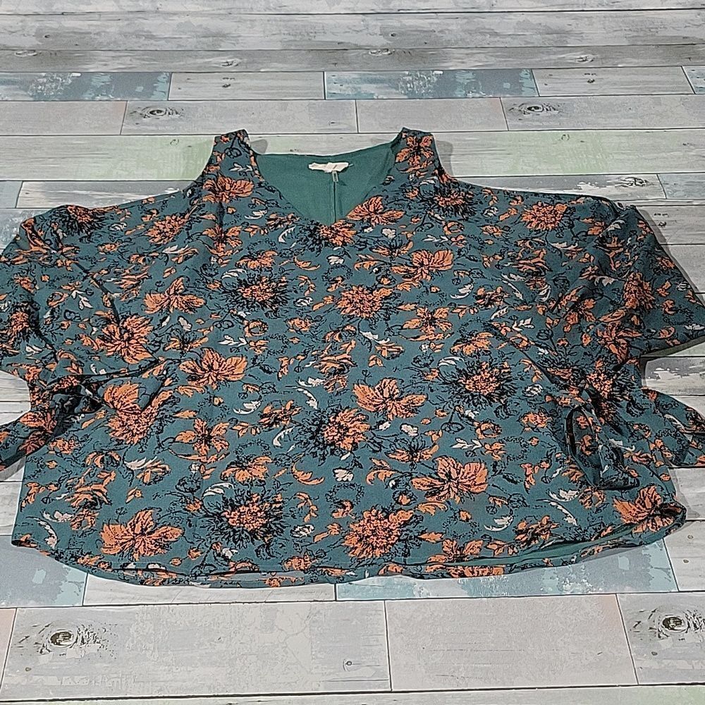 Entro Floral Fall Cold Shoulder Blouse/Shirt/Top sz Large